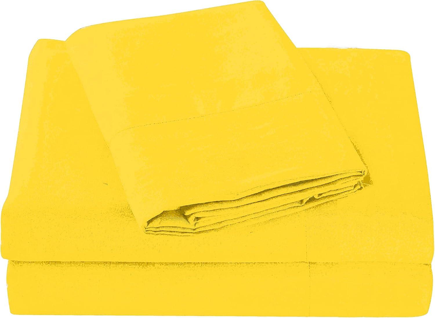 Queen Yellow Polyester Microfiber 4-Piece Sheet Set