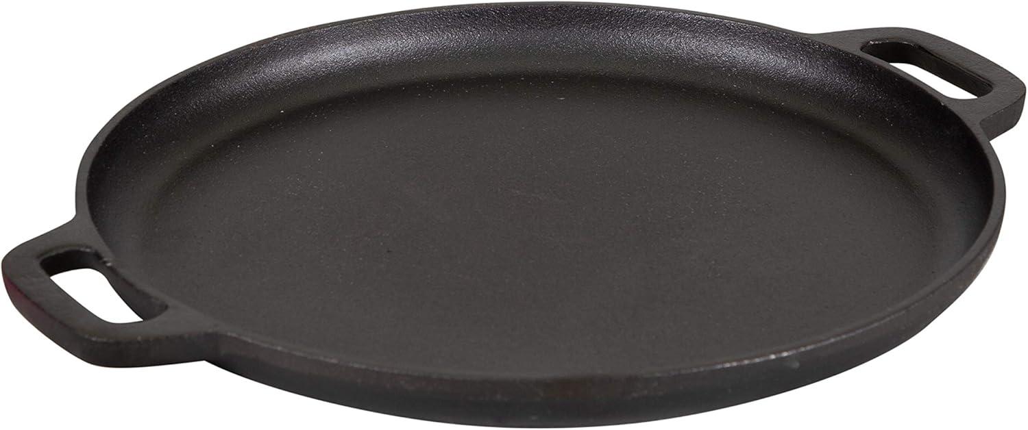 Stansport Pre-Seasoned Black Cast Iron Pizza Pan with Handles