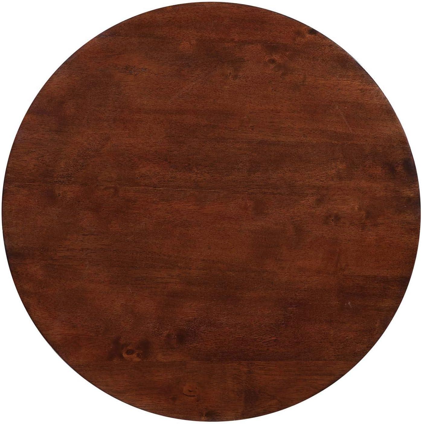 FurniFact Brown Round Coffee Table with Lower Shelf for Stylish Living Room Storage