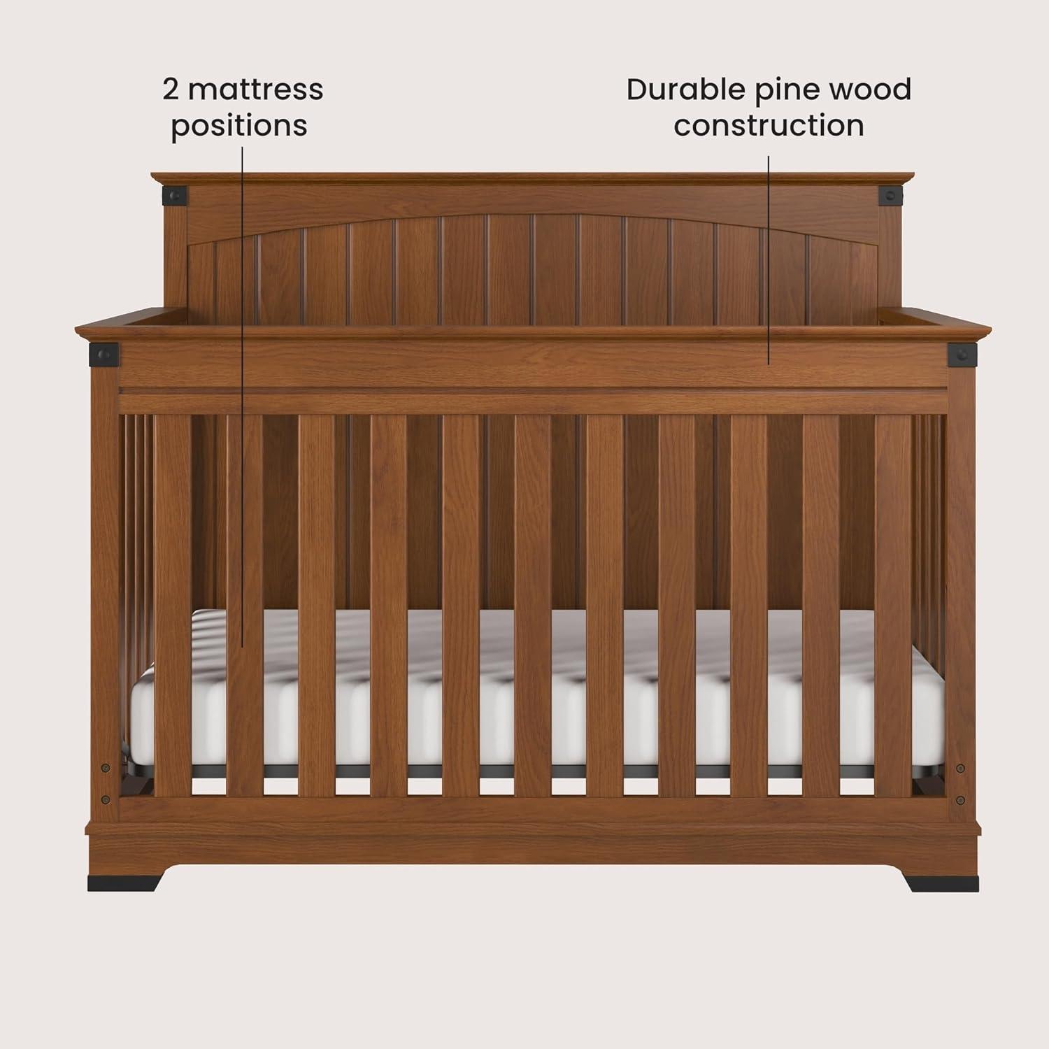 Child Craft Redmond Full Panel Crib, Dresser and Chest Nursery Set, 3-Piece, Includes 4-in-1 Convertible Crib, Dresser and Chest, Grows with Your Baby (Coach Cherry)