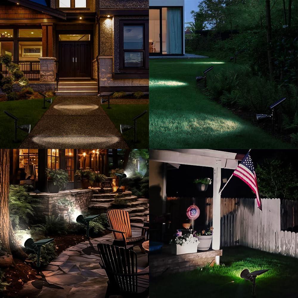 DBF Solar Outdoor Lights, 600LM Solar Spot Lights Outdoor Waterproof, 2-in-1 Adjustable Landscape Spotlights LED Flag Pole Light for Garden Yard Patio Driveway Garage Pool(Cool White, 2 Pack)