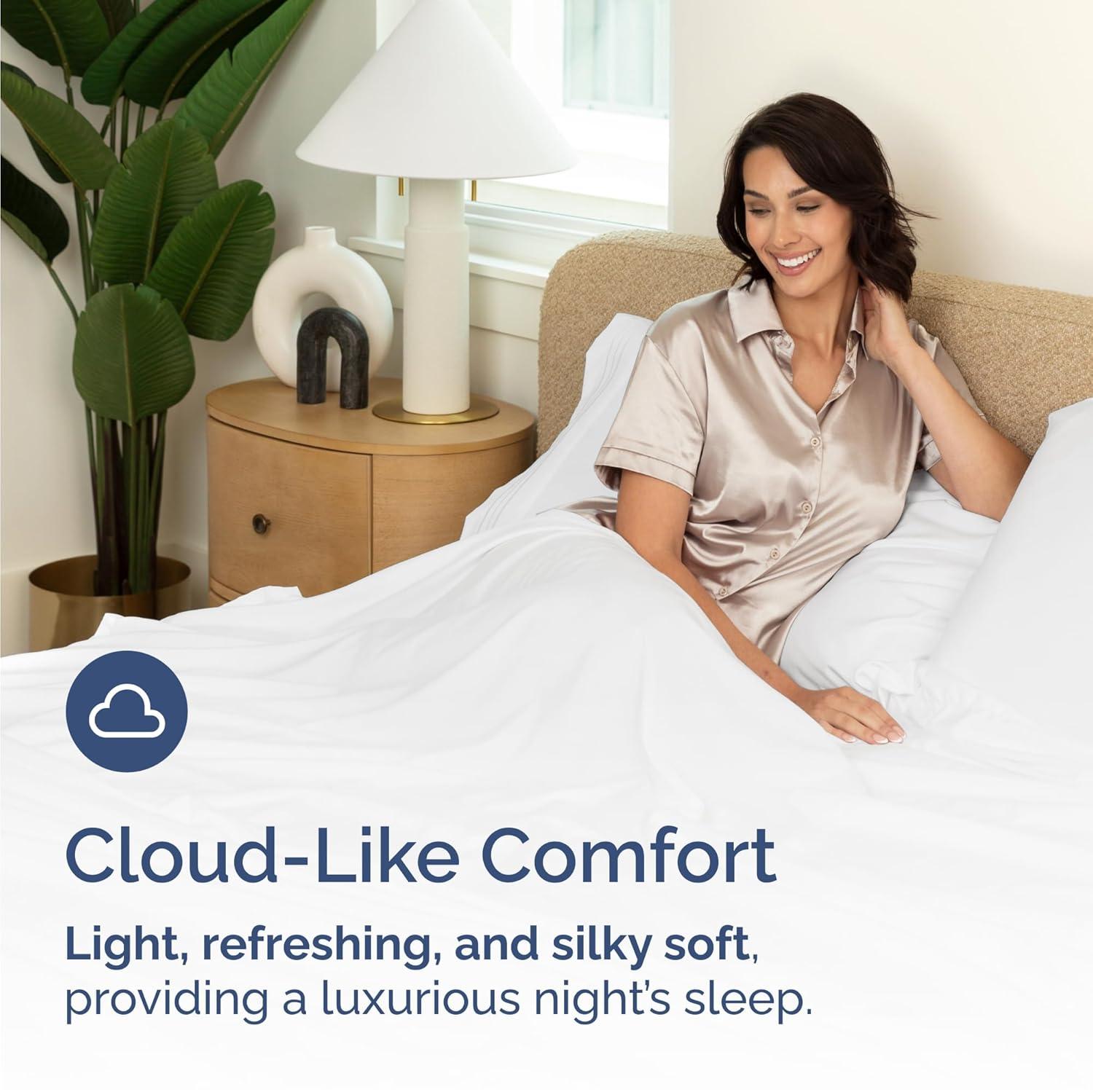 CGK Linens Premium Rayon From Bamboo 4 Piece Deep Pocket Ultra Soft & Cooling Sheet Set