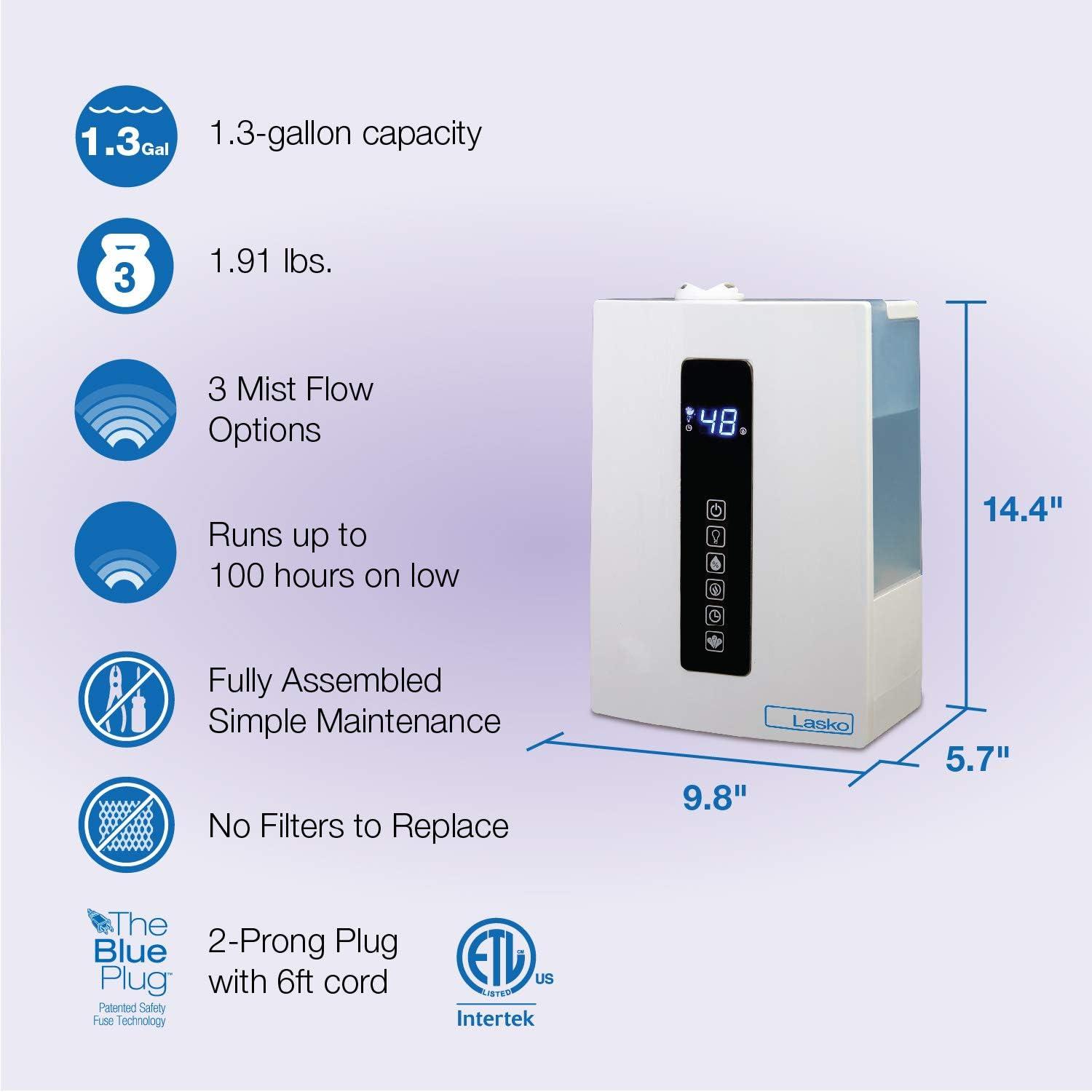 White Ultrasonic Dual Mist Table-top Humidifier with LED Display