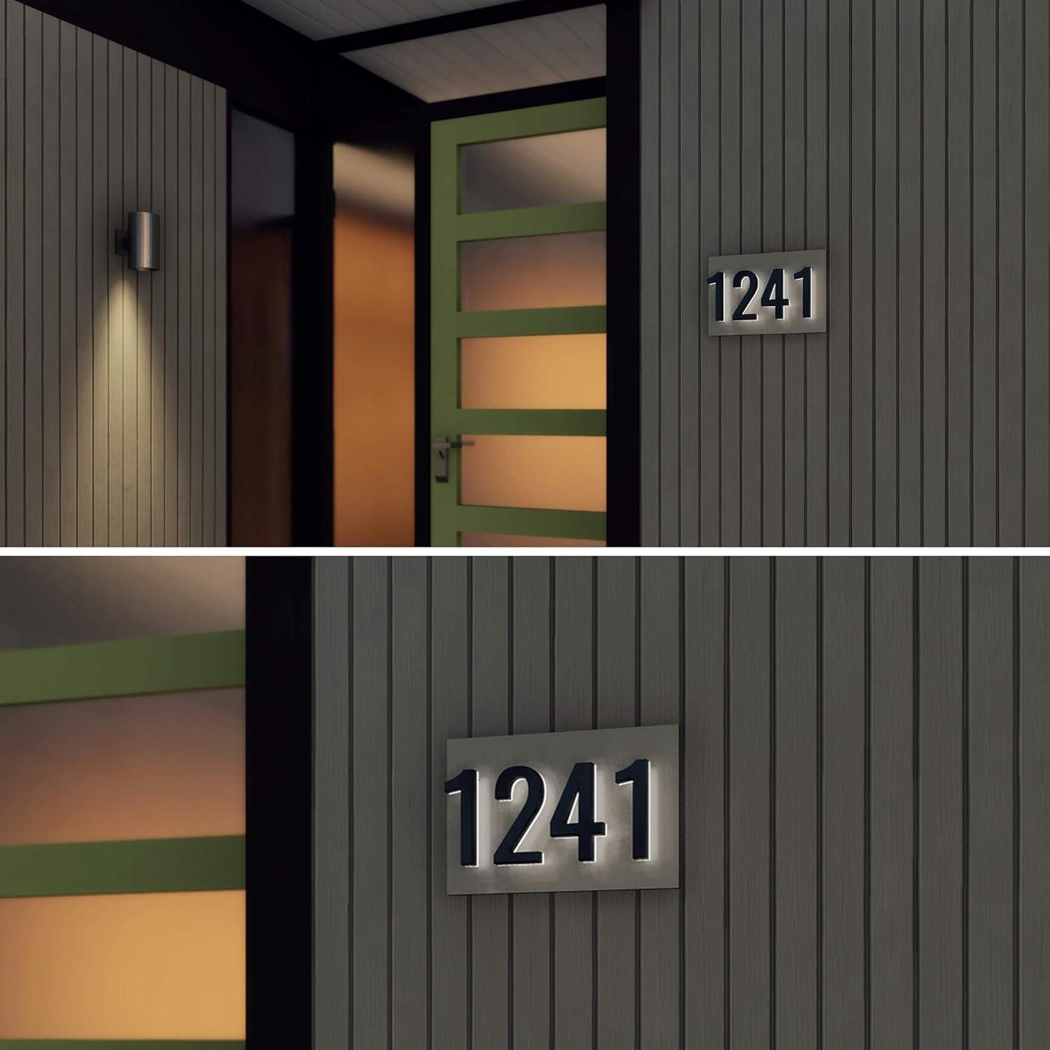 5 Inch Backlit LED House Number - Modern Stainless Steel Address Number with 6000K White Light, Acrylic Backing - 12V Powered, Mounting Plate Sold Separately - Black (Number 3)