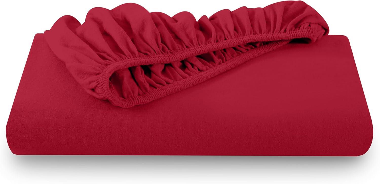 Twin Size Red Cotton Flannel Fitted Sheet by Bare Home