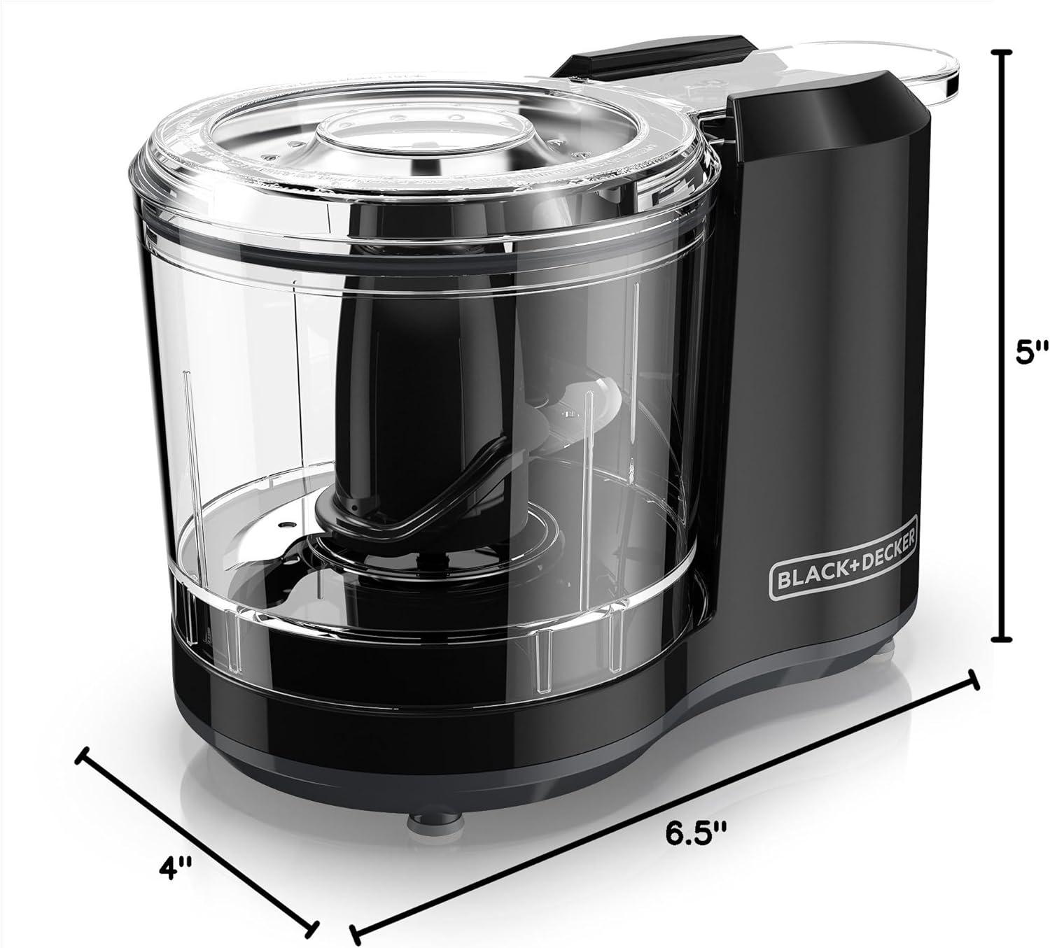 Black 1.5-Cup Stainless Steel One-Touch Food Chopper