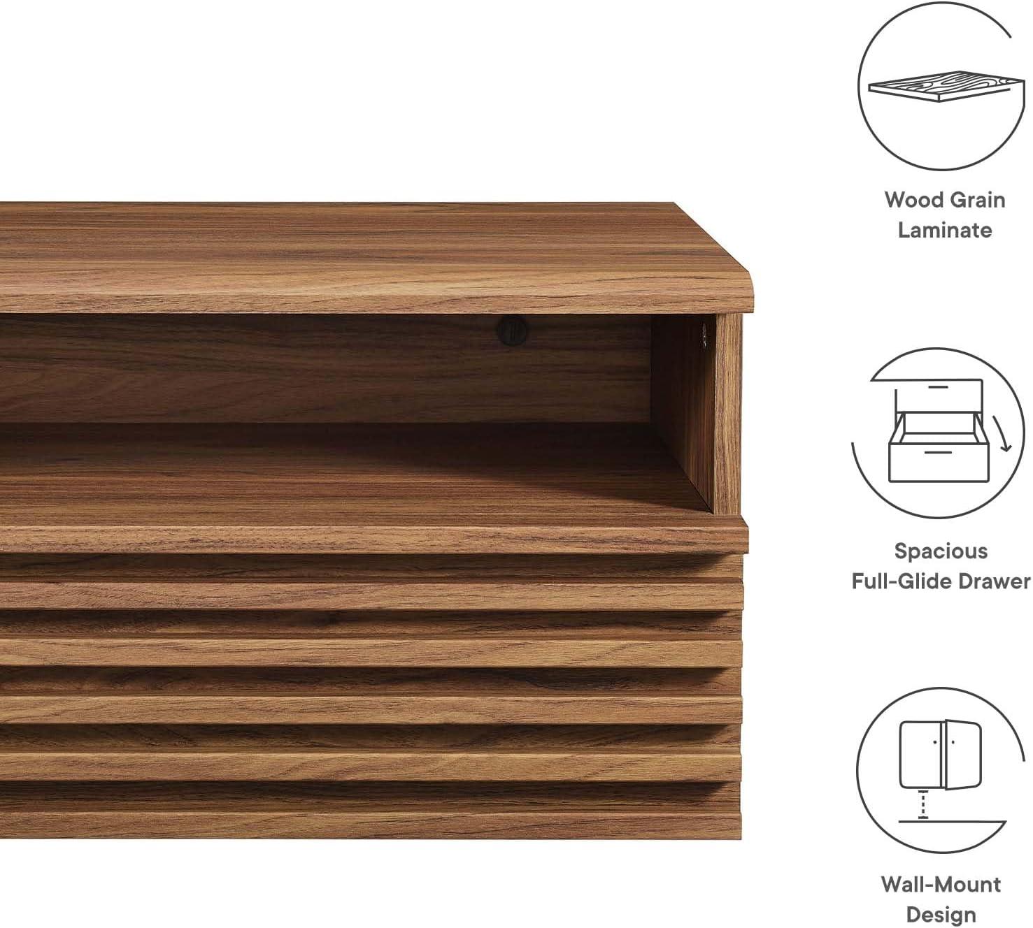 Render Wall-Mount Nightstand Walnut