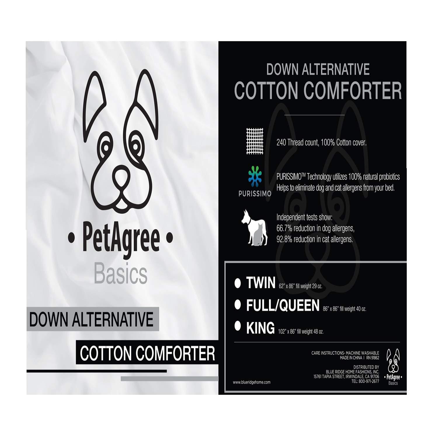 Pet Agree Basics Down Alternative Comforter 100% Cotton Allergens Free
