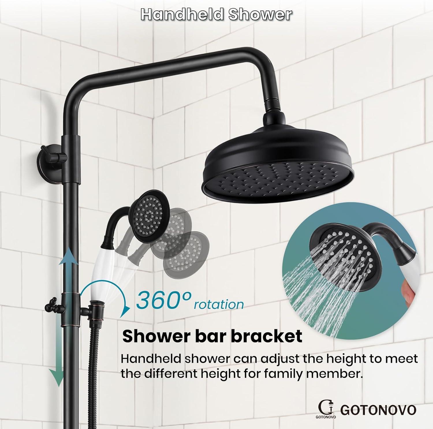 Oil Rubbed Bronze Wall Mounted Rain Shower System with Handheld Spray