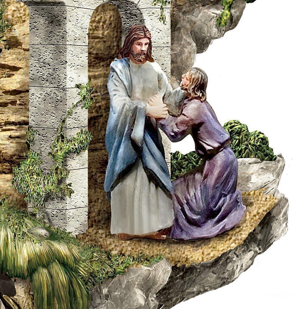 The Bradford Exchange Thomas Kinkade The Life of Christ Hand Painted Sculptural Masterpiece A Celebration of His Infinite Love Religious Statue Illustrating 5 Biblical Life Events of Jesus 12"-Inches