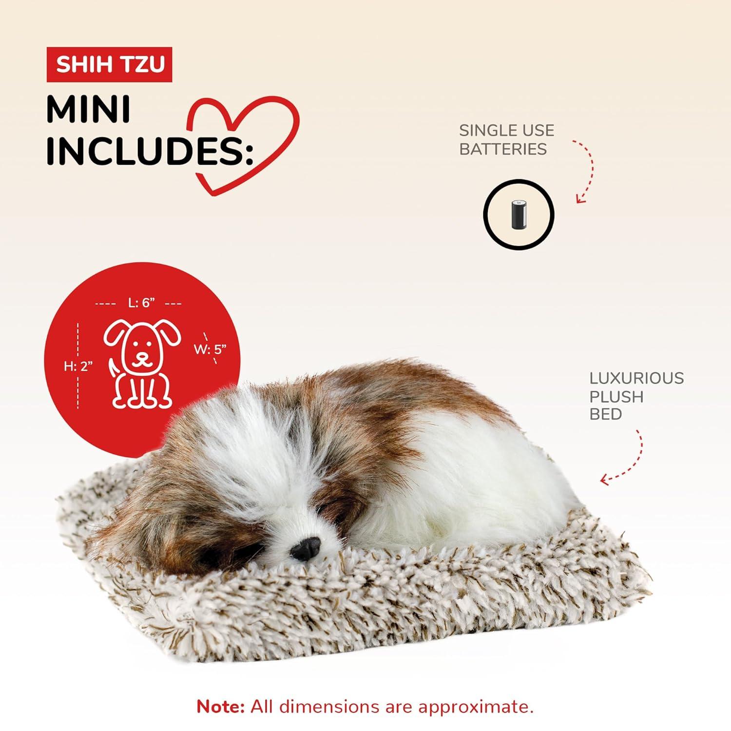 Perfect Petzzz - Mini Shih Tzu, Stuffed Animals for Girls and Boys, Dog Toys for Kids and Elderly, Battery-Operated Live Pet Toys, Companion Realistic Dog Calming Toys with Synthetic Fur