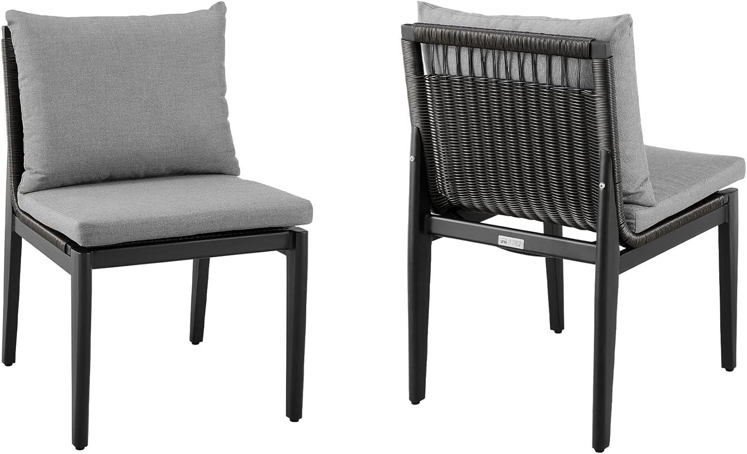 Armen Living Cayman 19" Aluminum Outdoor Dining Chair in Gray (Set of 2)