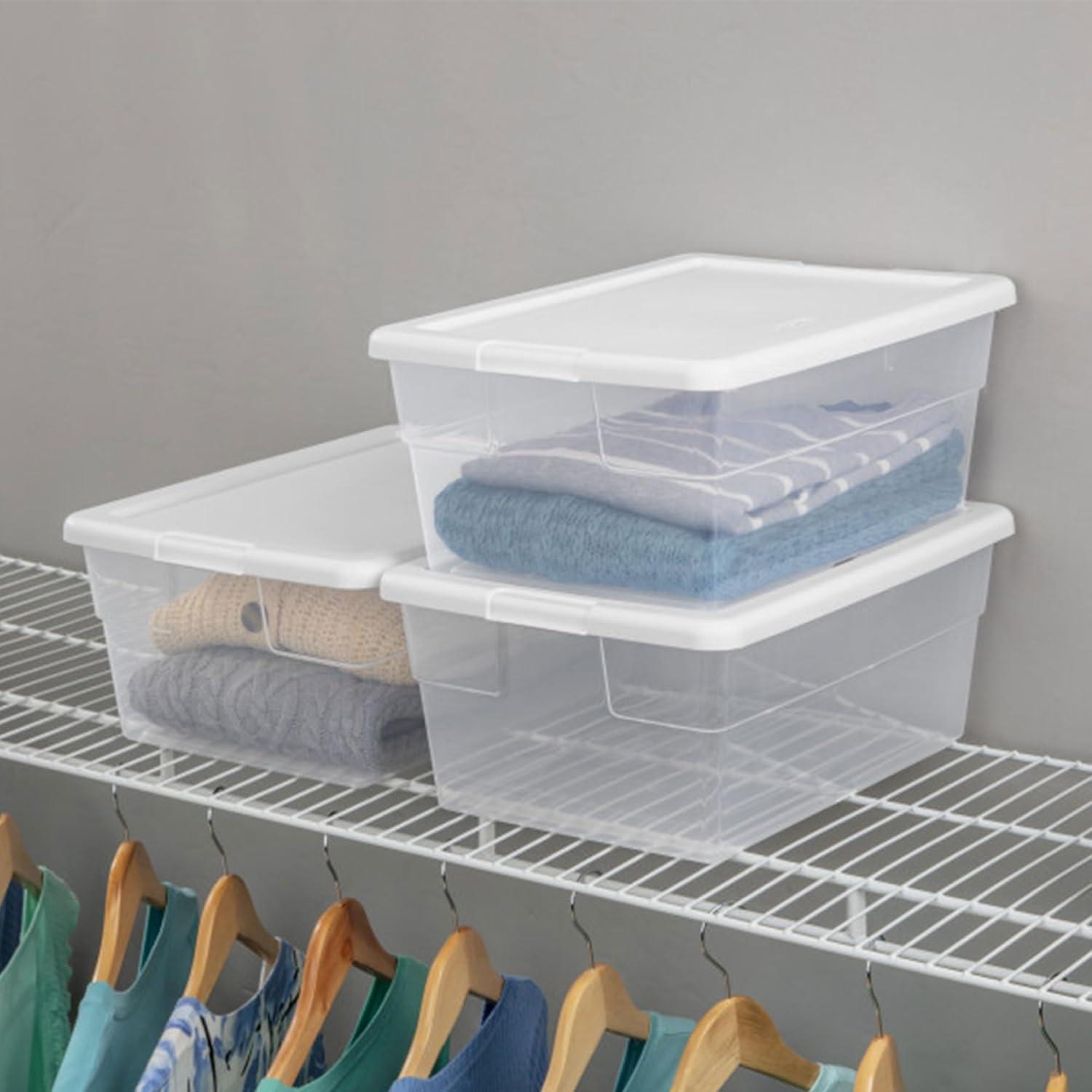 Clear Stackable Plastic Storage Box with Snap-On Lid, 16 Quart, 12-Pack