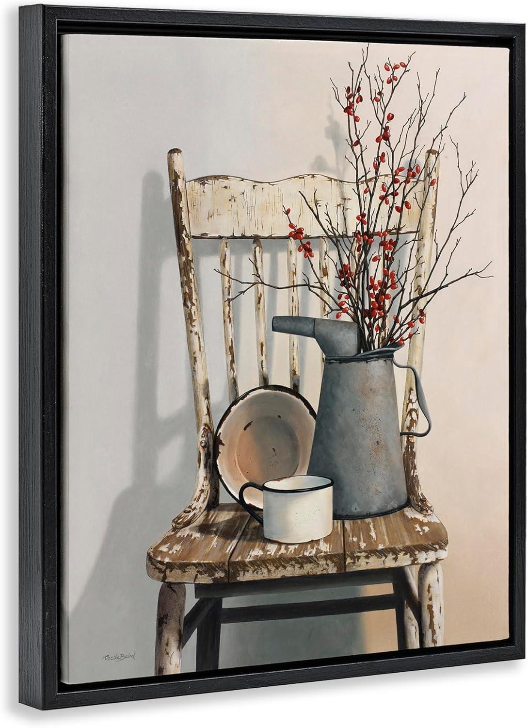 Stupell Industries Vintage Rustic Things Neutral Painting Black Floater Framed Canvas Wall Art, 24 x 30