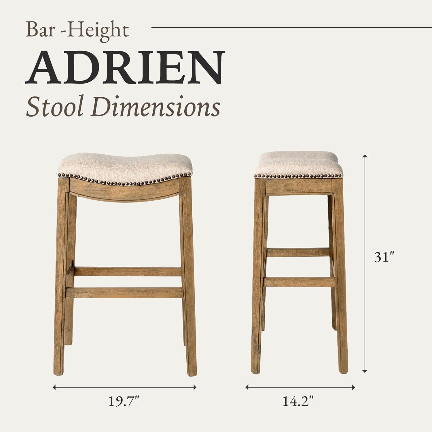 Maven Lane Adrien Upholstered Backless Saddle Kitchen Stool, Set of 3