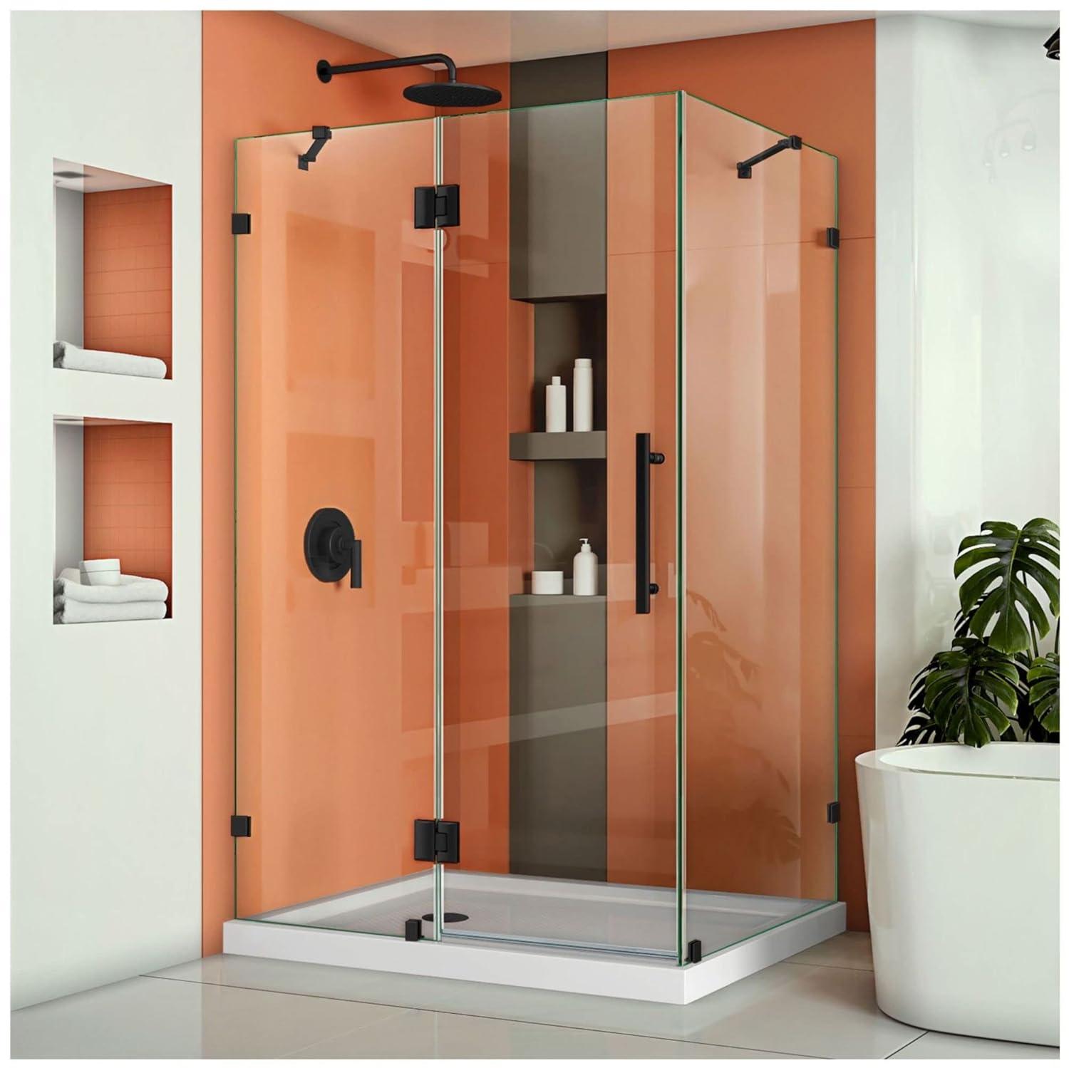 Quatra Lux 46.38" x 72" Hinged Frameless Shower Door with Clear Max Technology