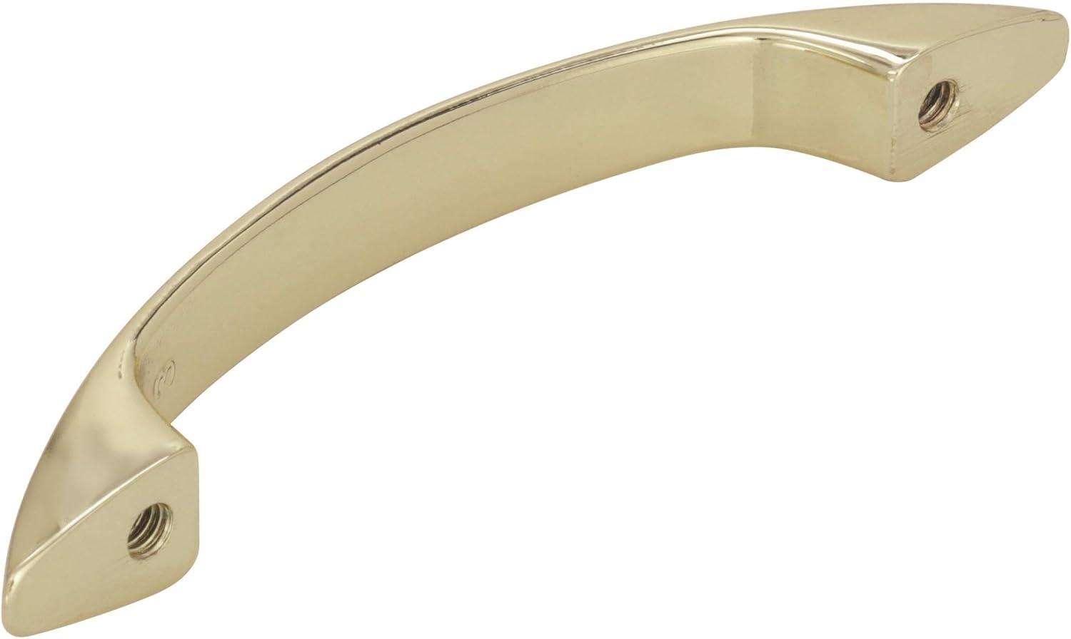 Polished Brass 3-Inch Modern Cabinet Pull with Mounting Hardware