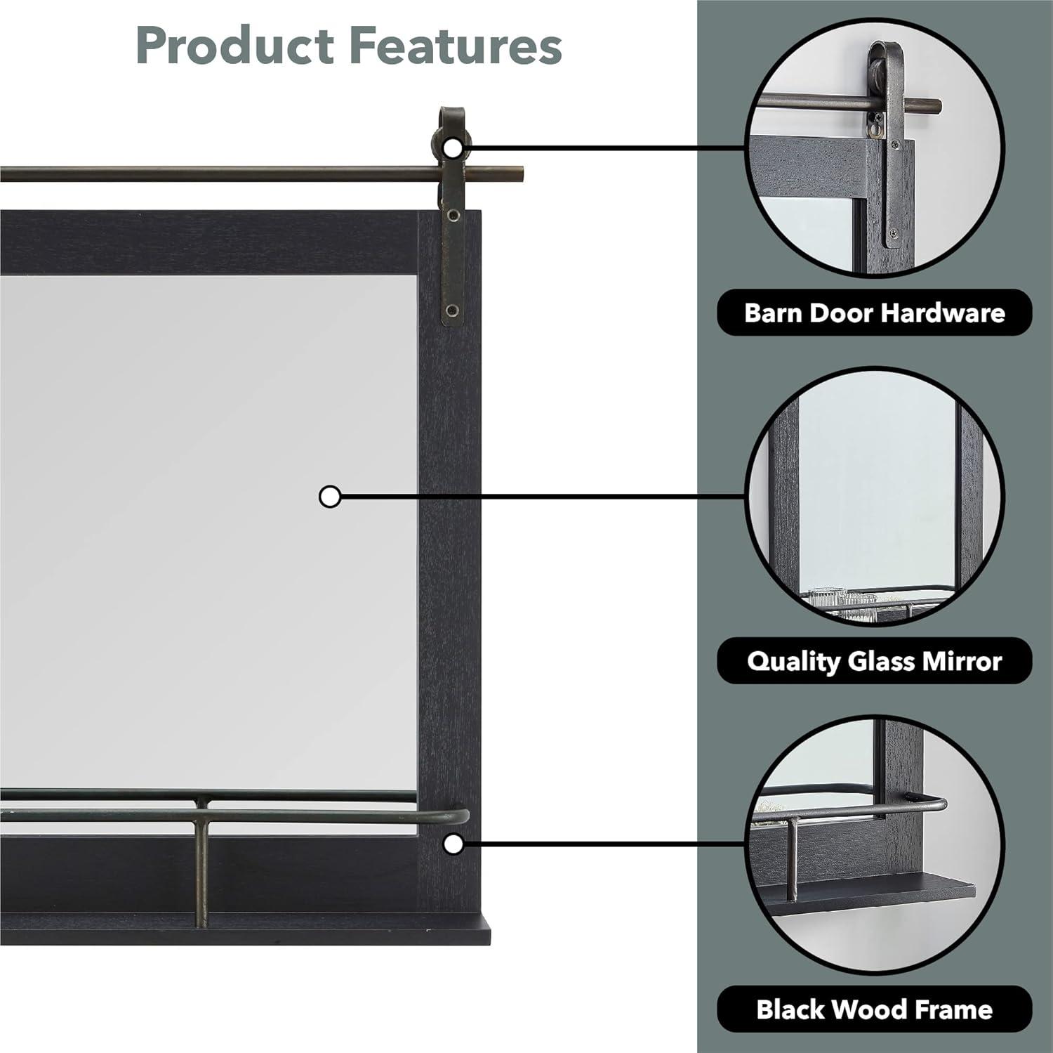 Joss & Main Enora Wood Mirror with Shelves