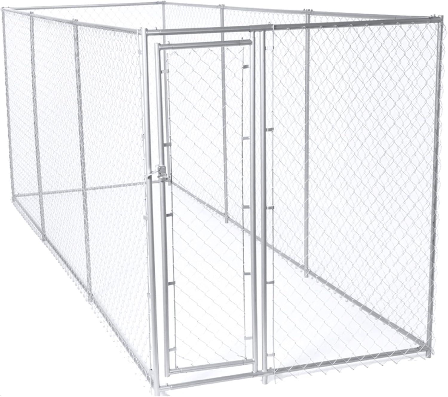 Lucky Dog 2-in-1 Size Galvanized Chain Link Kennel - Silver - CL 61528EZ