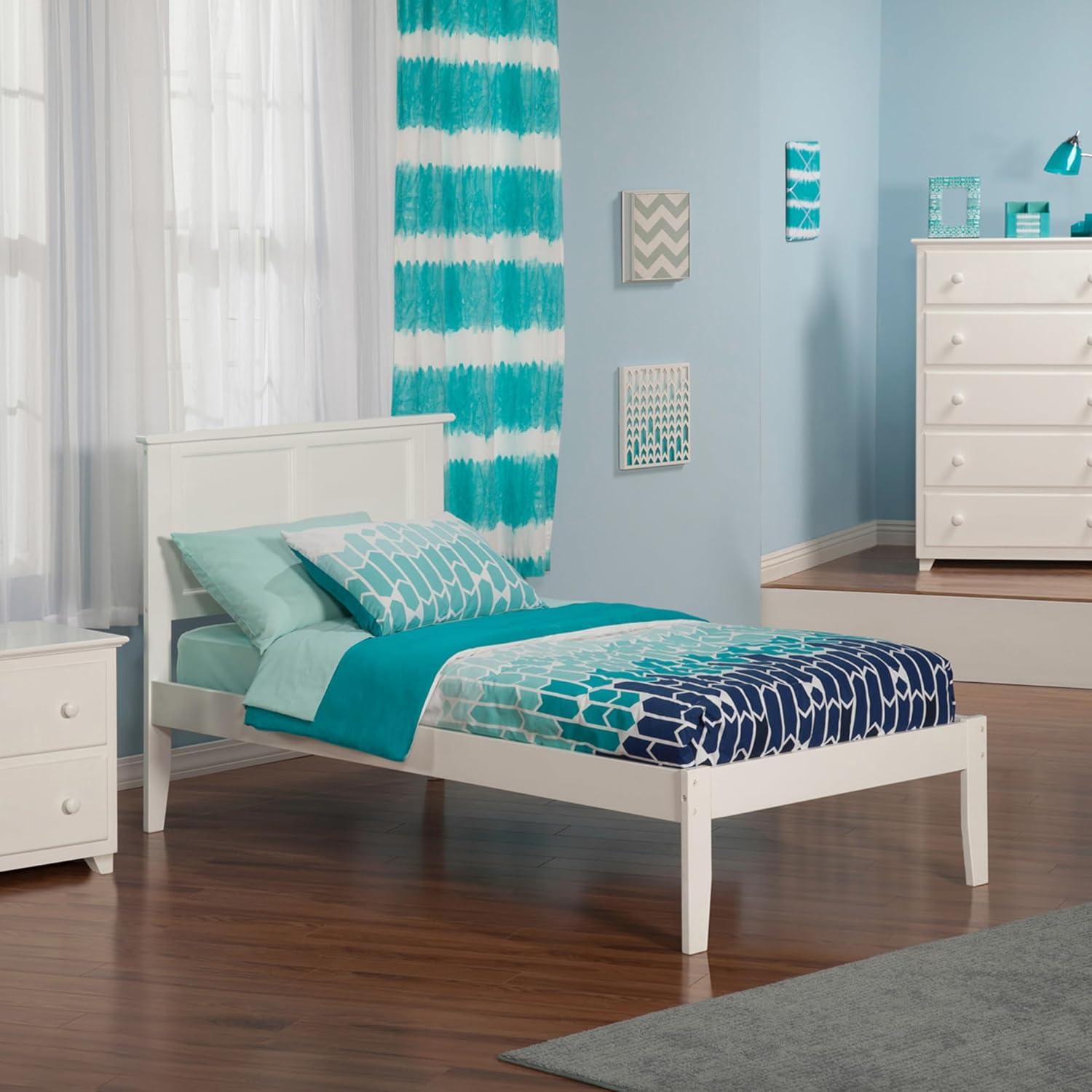 AFI Furnishings Madison Twin Platform Bed with Open Footboard and Turbo Charger in White