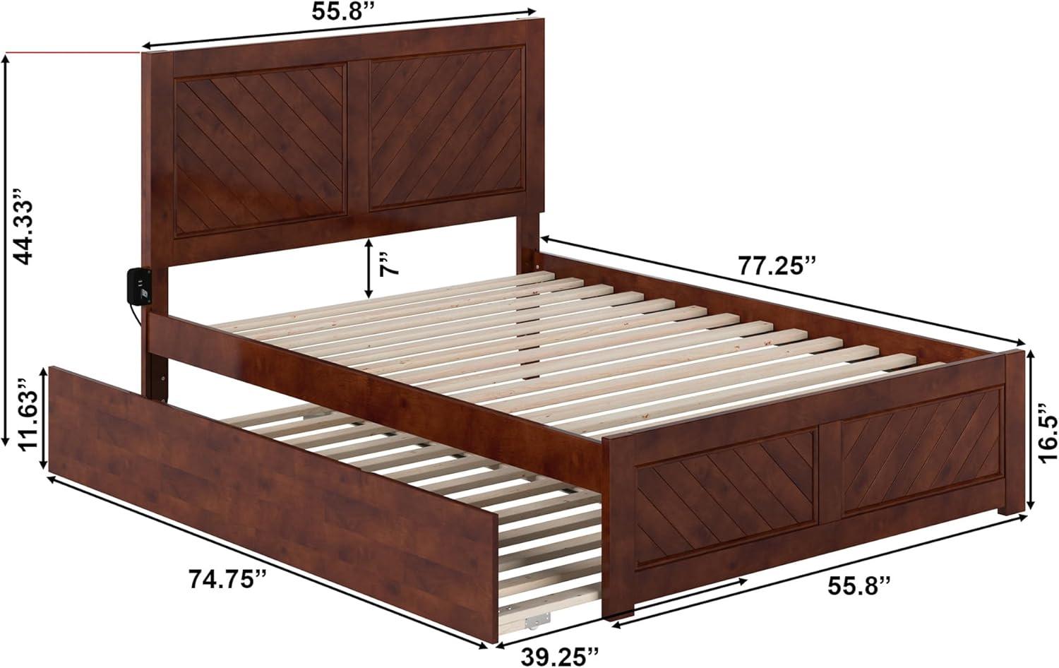 AFI Canyon Walnut Solid Wood Platform Bed with Matching Footboard & Twin-XL Trundle, King