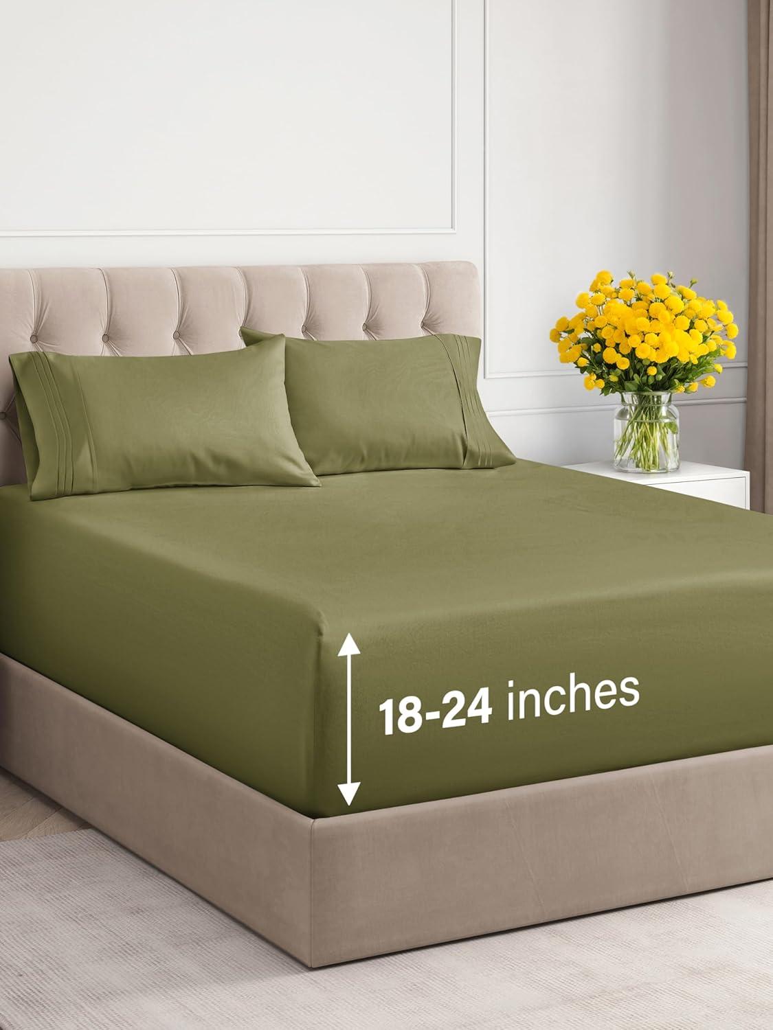 Sage Green Queen Deep Pocket Microfiber Sheet Set