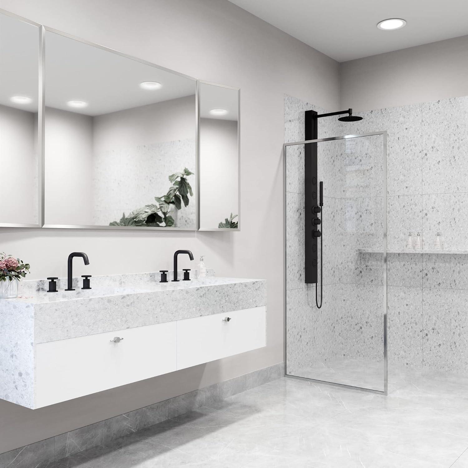 Meridian 34" W x 74" H Fixed Framed Shower Screen with 3/8" Glass