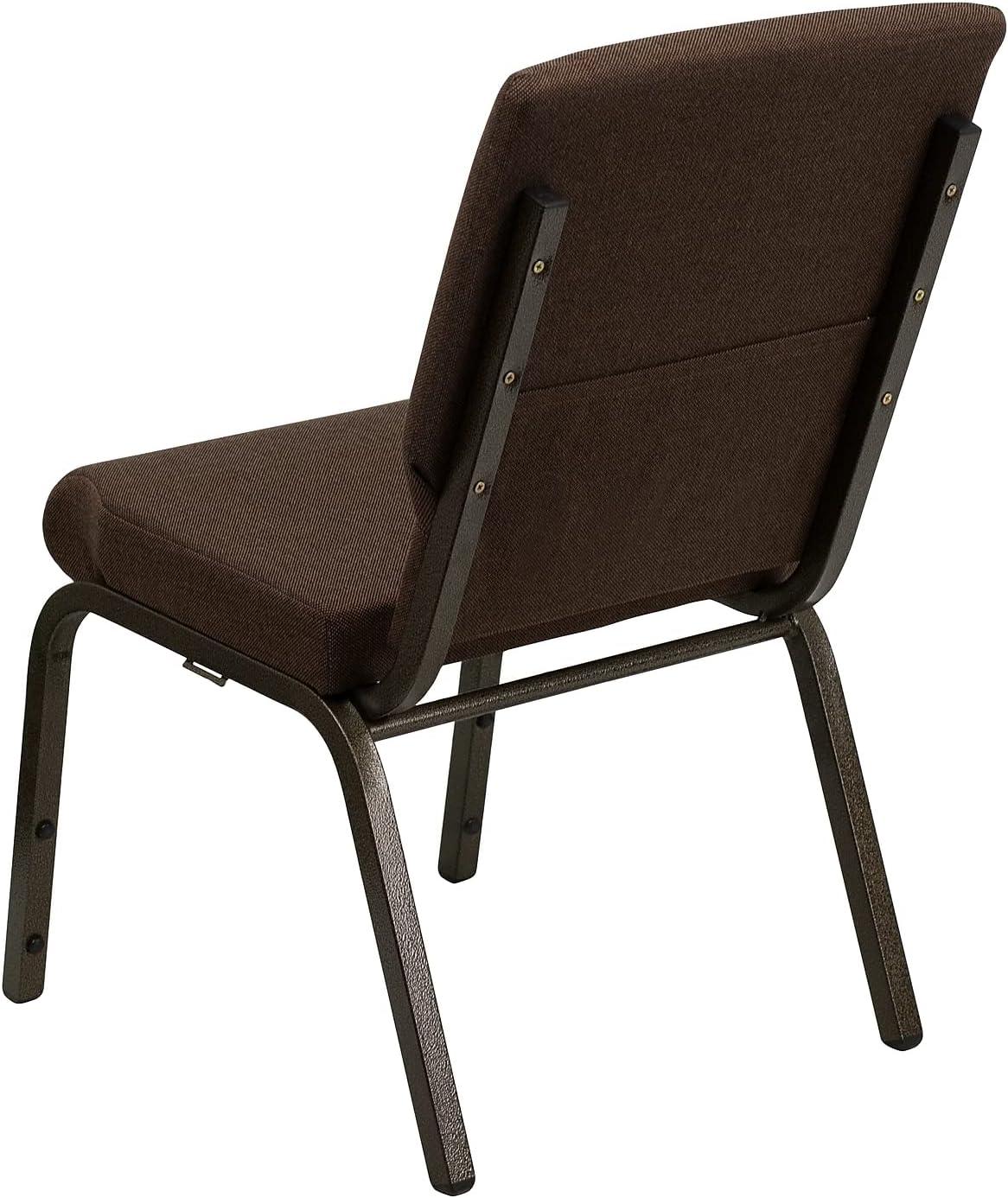 Elegant Brown Dot Fabric Stacking Chair with Gold Vein Metal Frame