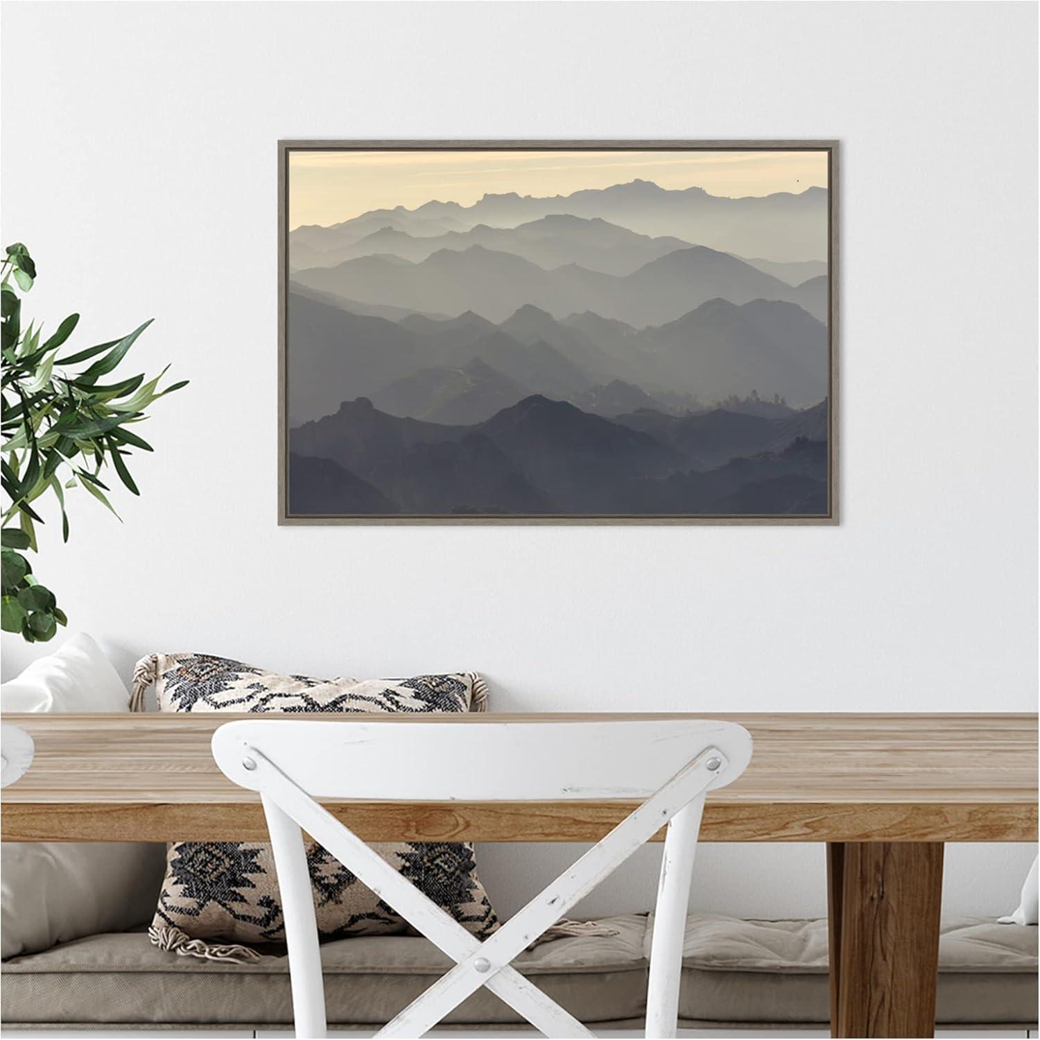 23" x 16" Santa Monica Mountains by Rob Sheppard Danita Delimont Framed Canvas Wall Art - Amanti Art: Hand-Stretched, Sawtooth Back