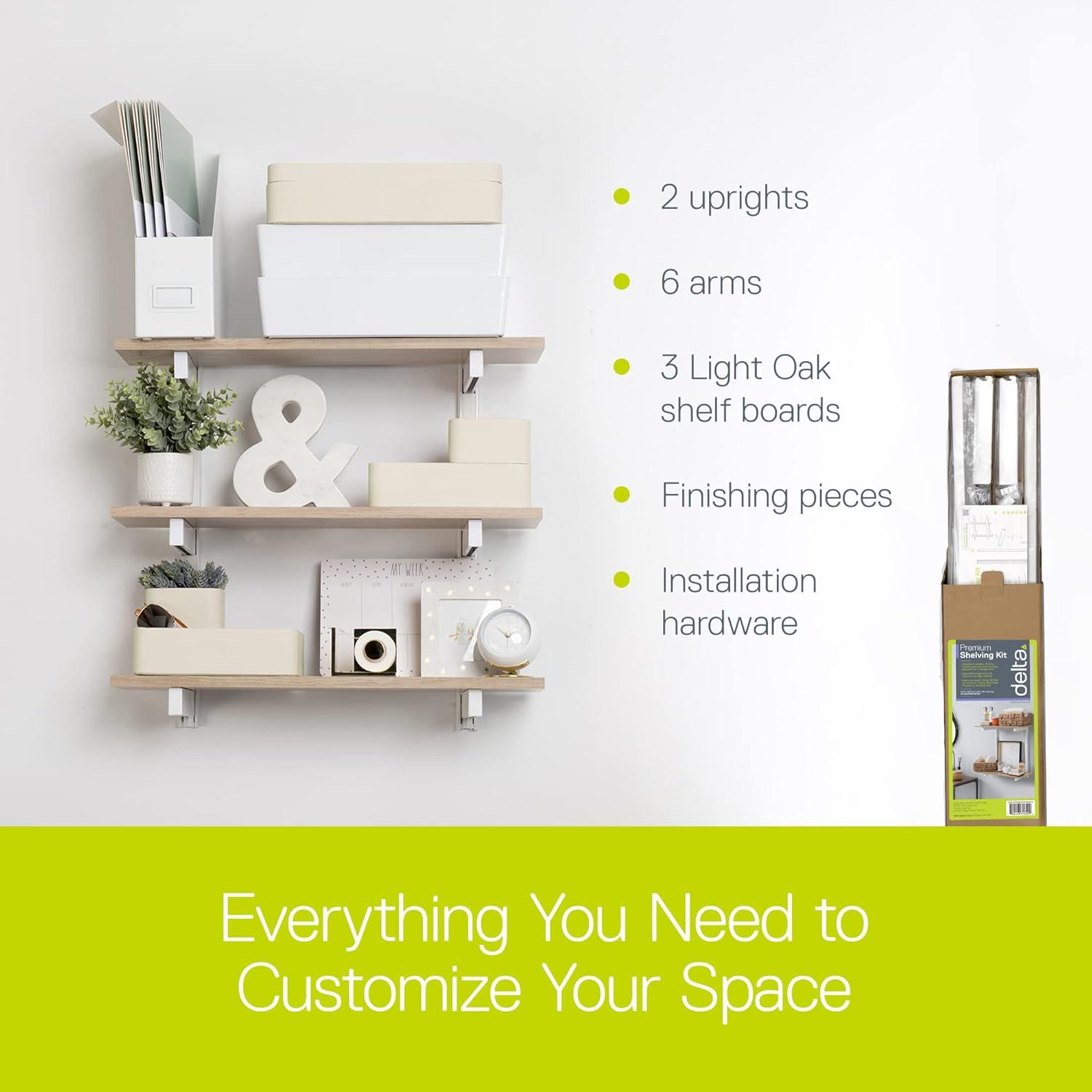 3-Tier Floating Shelves Set, Light Oak - 0.5” x 24” - Premium Wall Shelves for Bedroom, Bathroom, Office, or Kitchen - Clean, Minimalistic Design, Durable Shelf with Bracket for Easy Installation