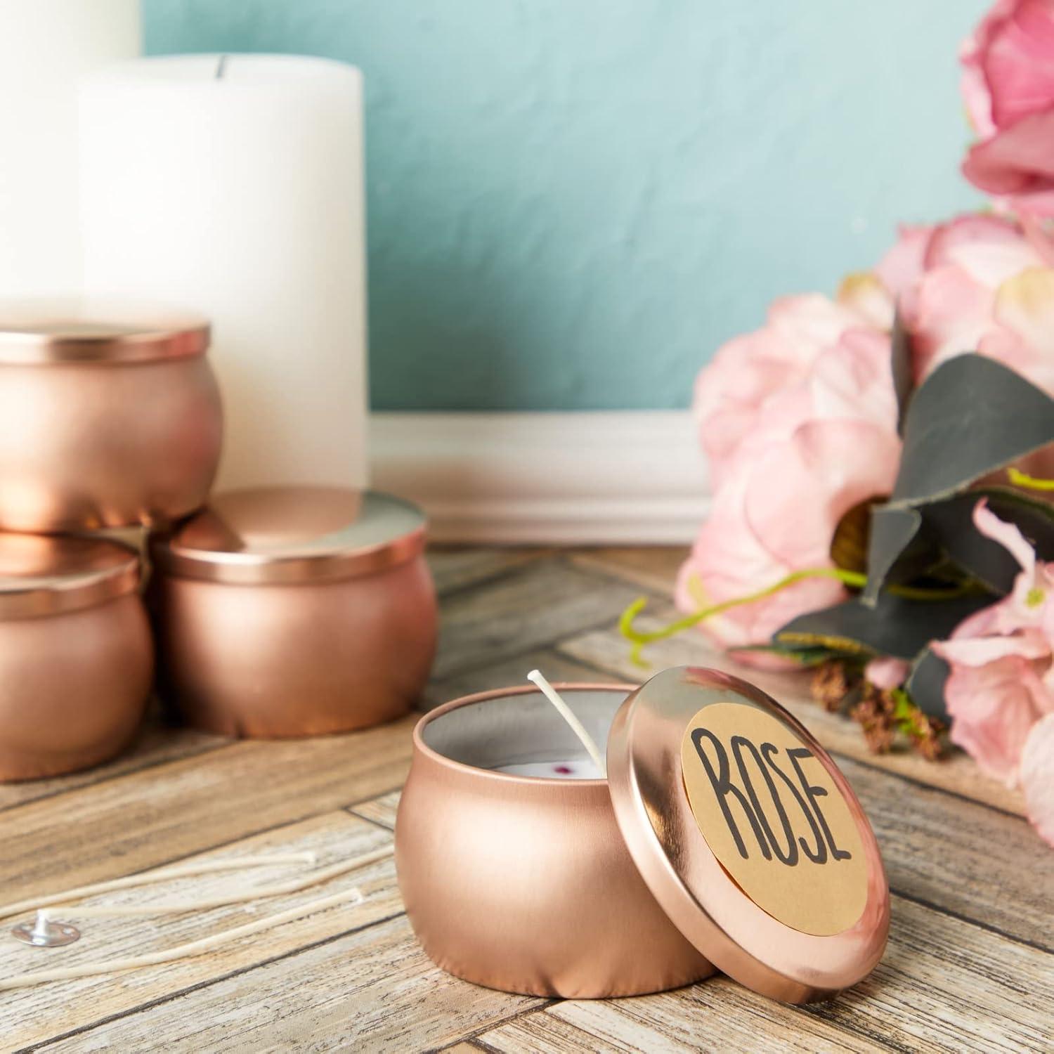 Rose Gold Round Scented Candle Jars with Lids