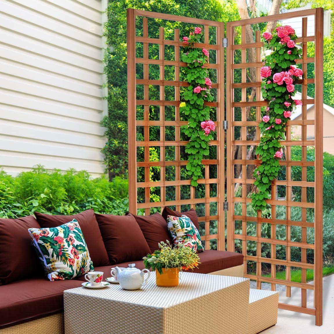 All Things Cedar 2-Piece" Outdoor Single Trellis Handcrafted for Climbing Plants with Snug-Fitting Parts and Sanded Finish for Patio Privacy Screens