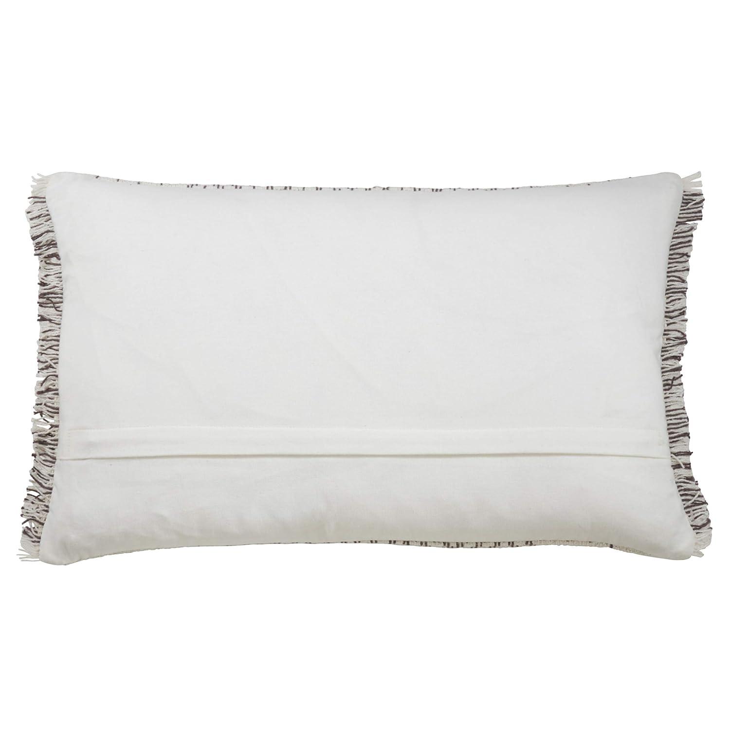 14"x23" Oversize Kantha Stitch Striped Poly Filled Lumbar Throw Pillow Gray - Saro Lifestyle: Cotton, Indoor, Zipper Closure