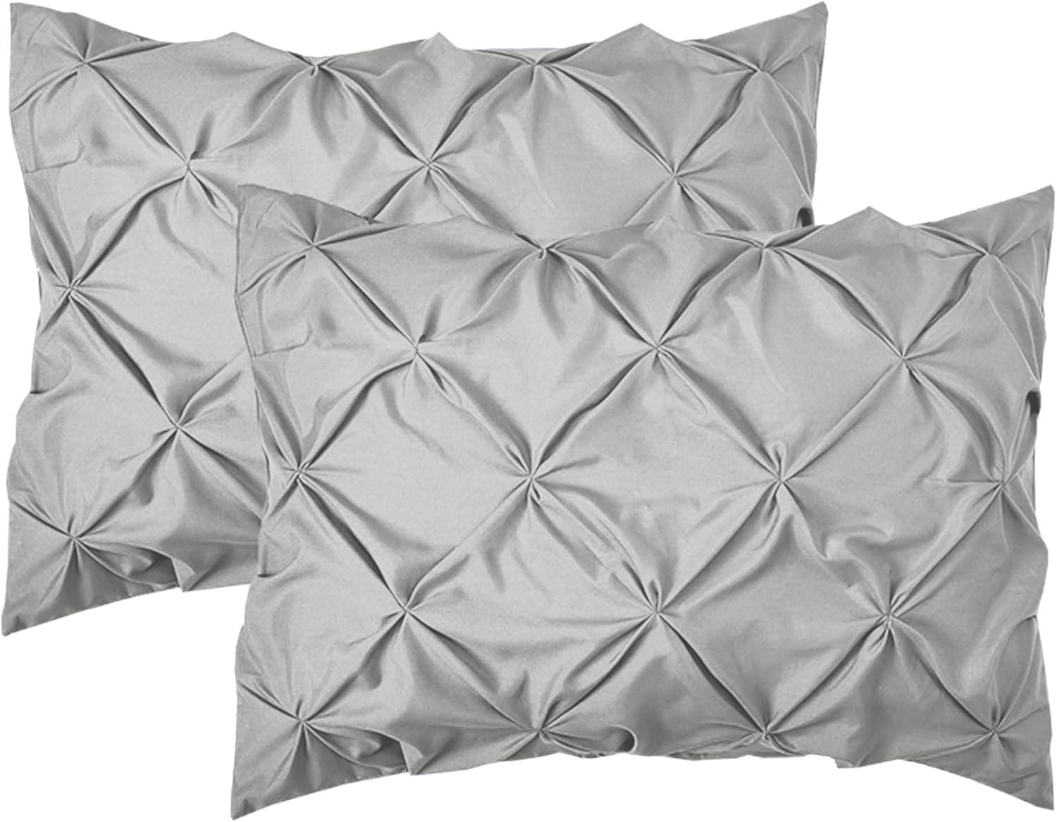 Elegant Comfort 8-Piece Pinch Pleated Comforter Set - All Season Bed in a Bag, Includes Smart Sheet Set, Bed Skirt, Comforter, Pillowcases & Shams, Twin/Twin XL, Light Gray