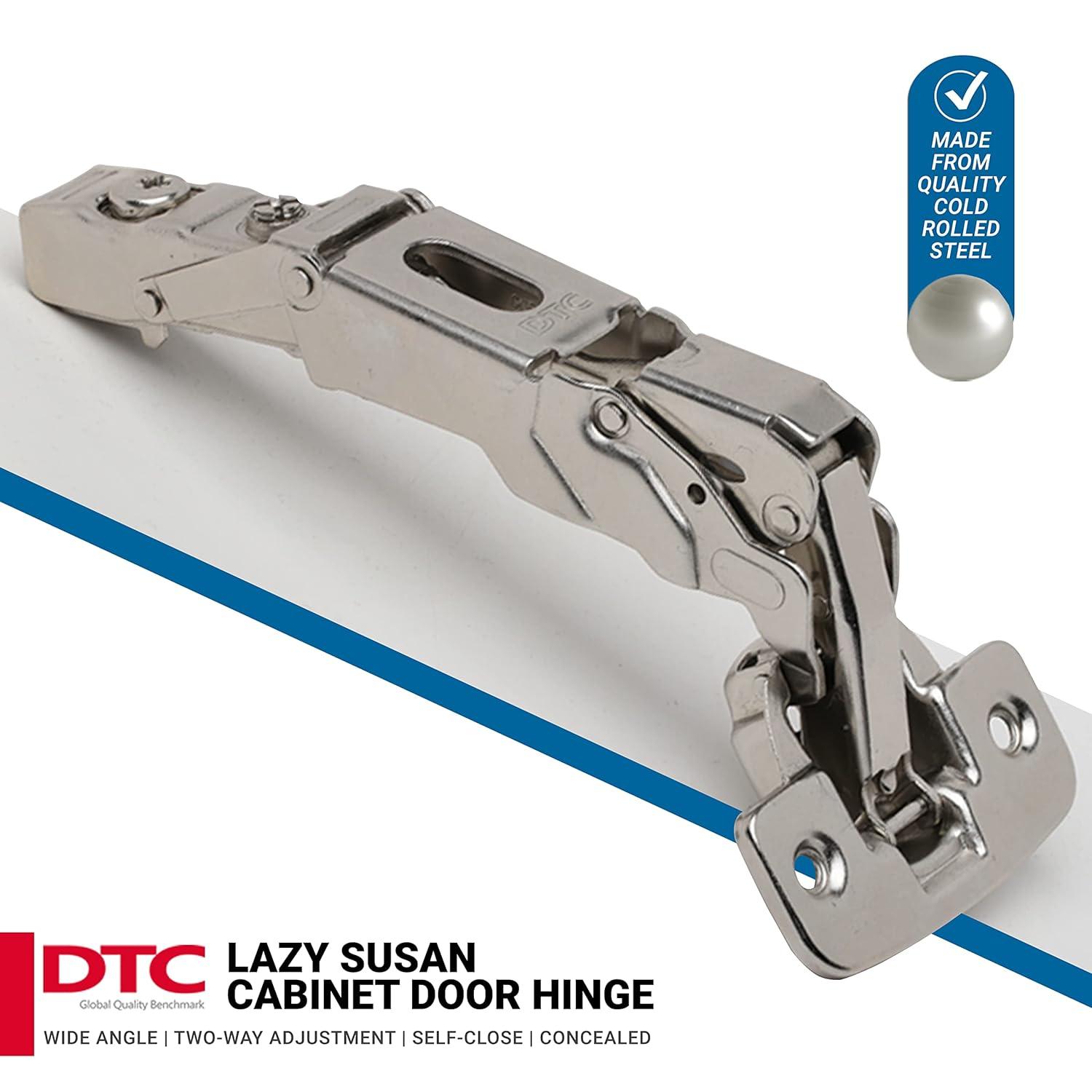 DTC Bi-Fold Corner, Lazy Susan Self Closing 135-Degree Kitchen Cabinet Door Hinge, Nickel Plated