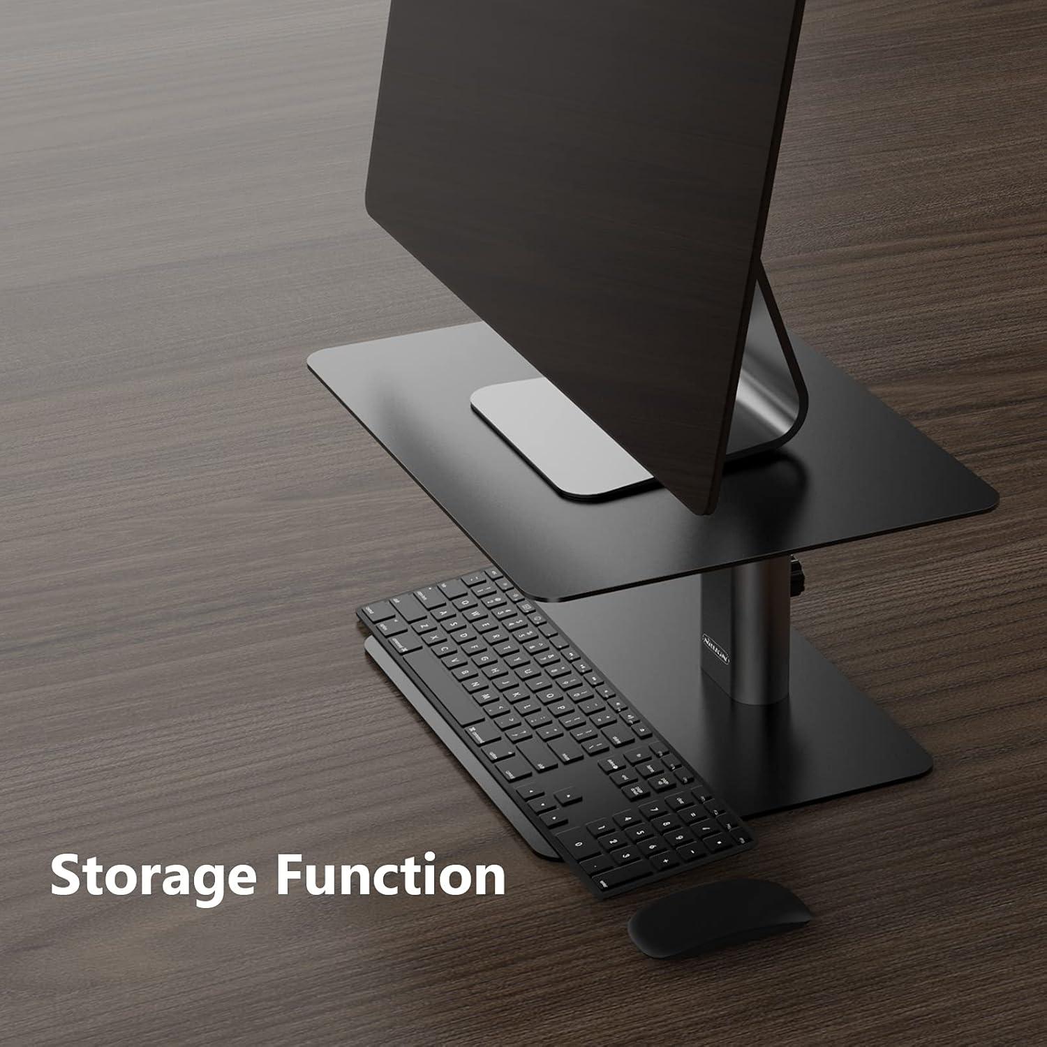 Nillkin Monitor Stand for Desk, Adjustable Height Computer Monitor Stand, Ergonomic Aluminum Computer Stand for Desktop Monitor, iMac,MacBook, Dell, HP, Lenovo and other Screen Display, Black