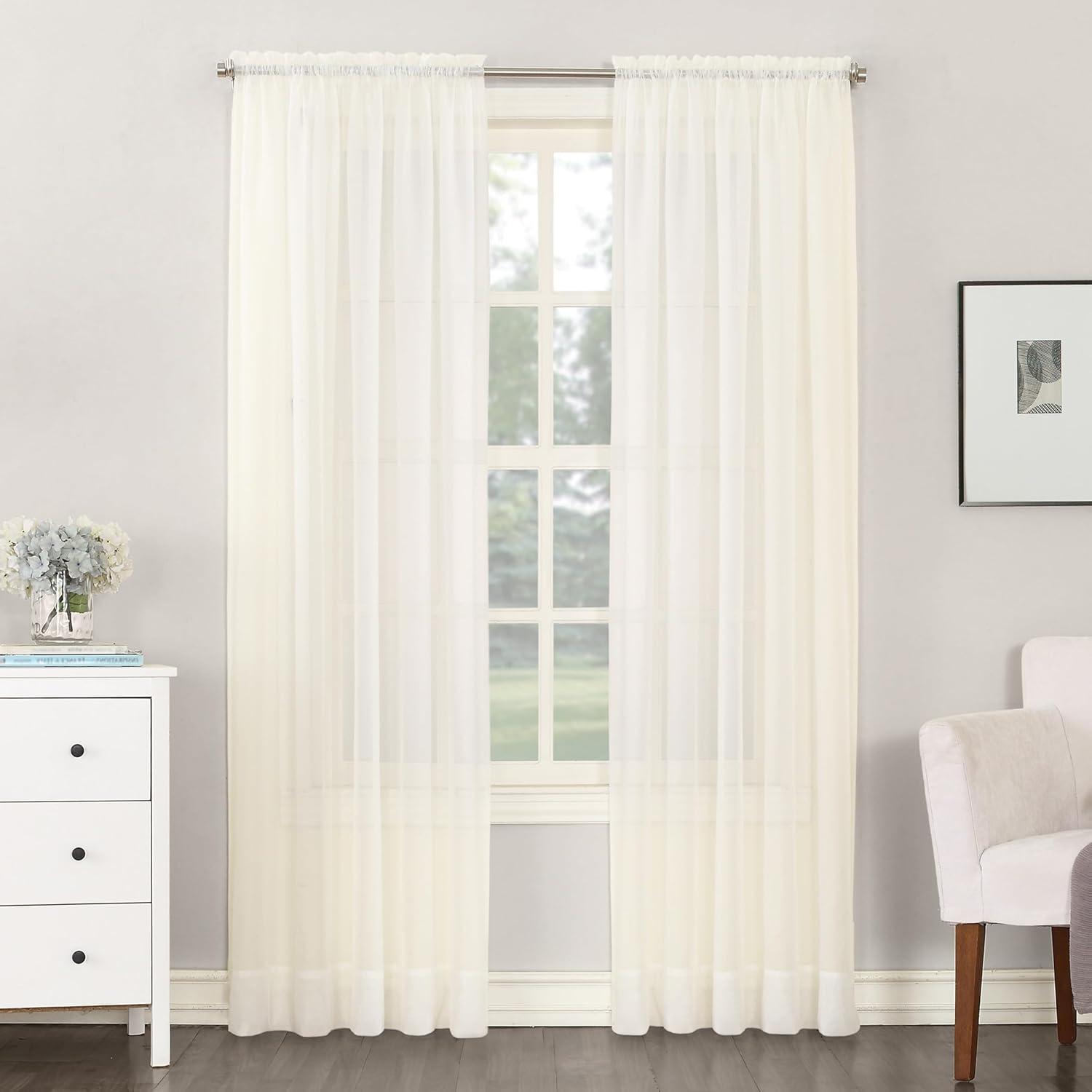 No. 918 Juliette Voile Sheer Rod Pocket Curtain Panel (Single Curtain Panel Only)