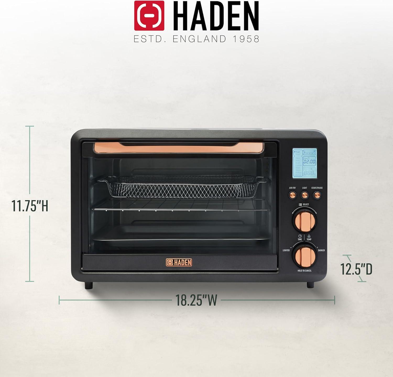 HADEN Haden Countertop 6 Slice Toaster Oven Air Fryer Combo for Kitchen, Black/Copper