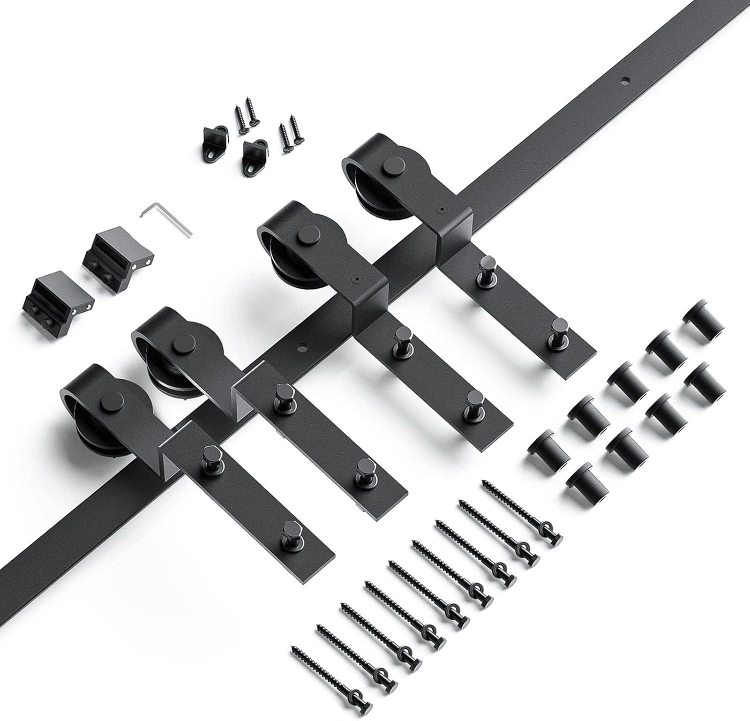 Heavy Duty Black Iron Sliding Barn Door Hardware Kit