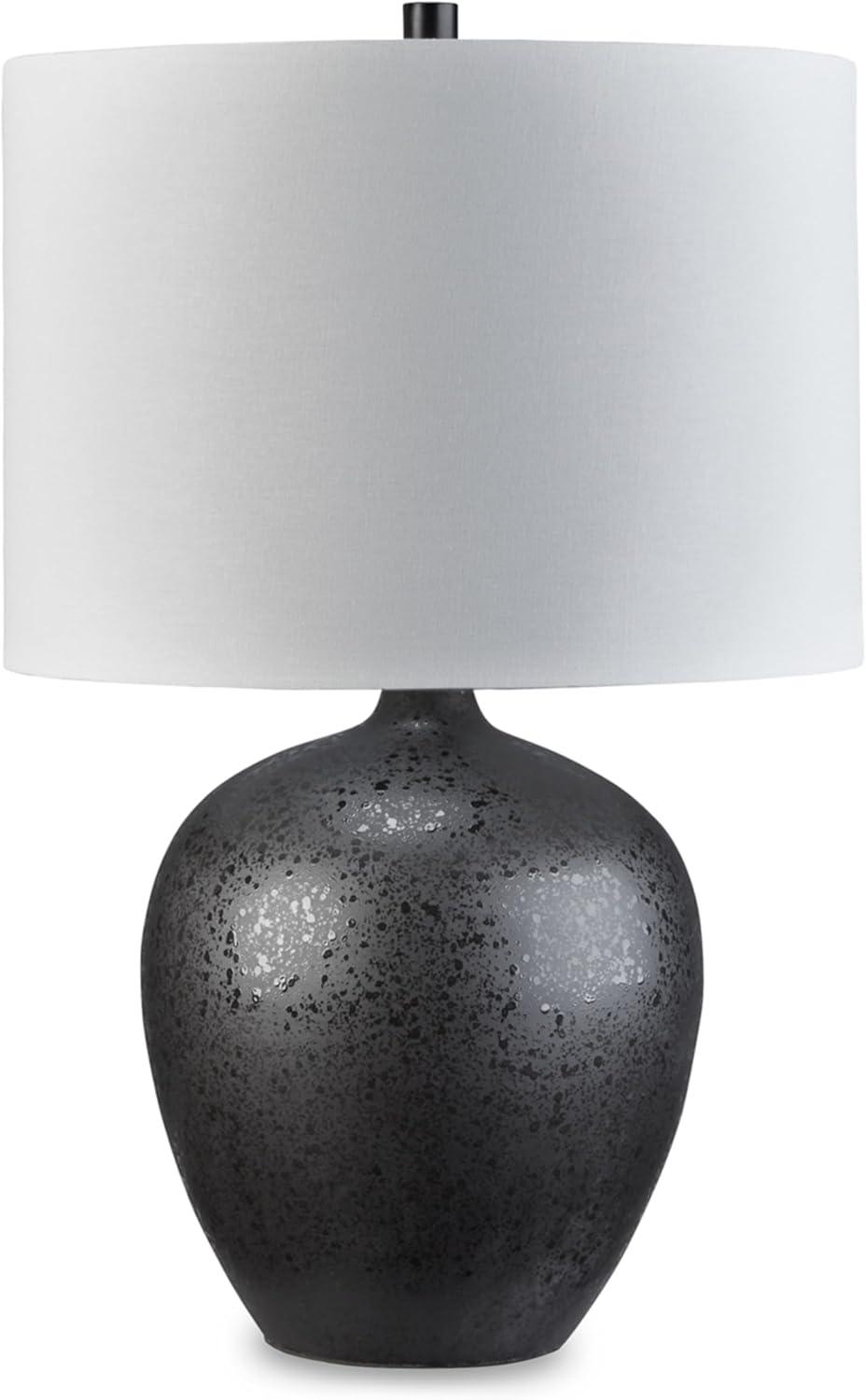 Ladstow Black Ceramic Table Lamp with White Drum Shade