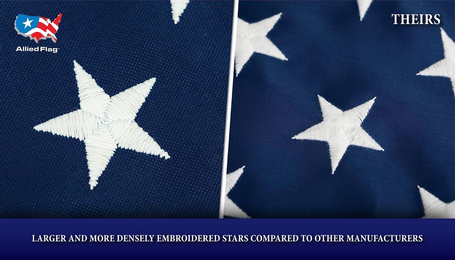 Allied Flag Pole Kit - 3 x 5 FT Nylon American Flag with 5 FT Spinning Flag Pole