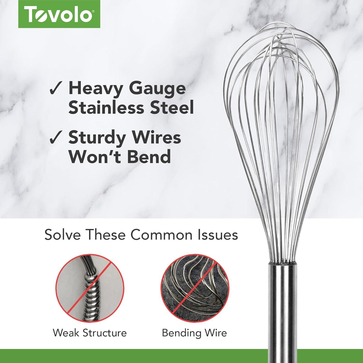 Tovolo Stainless Steel Whisk Whip Kitchen Utensil Bundle - Set of 3 with Sauce Whisk