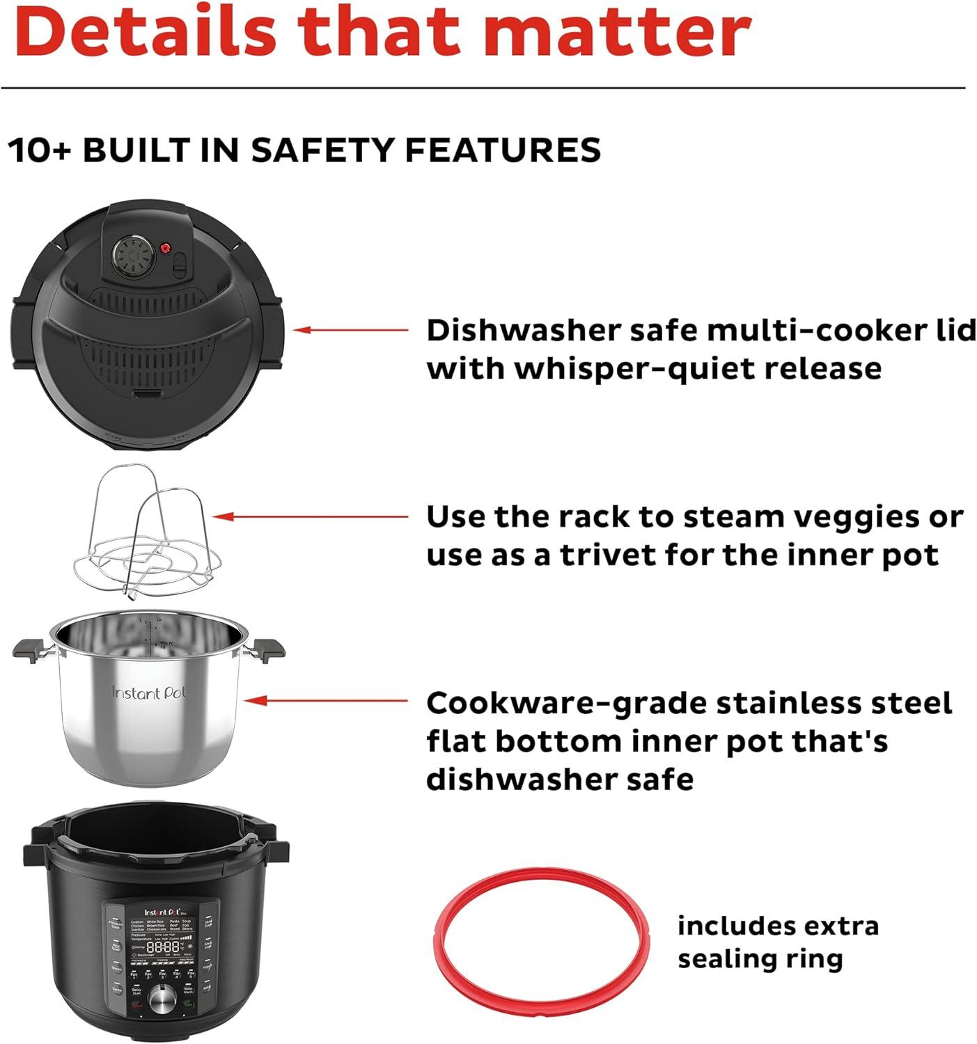 Black 8-Quart Electric Multi-Cooker with LCD Display