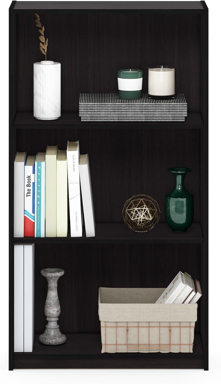 Furinno Basic 3 Cube Storage Bookcase Shelves for Any Space Needing Organization,Dark Walnut