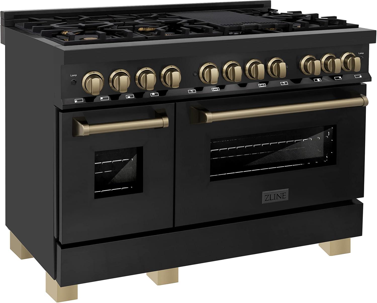 ZLINE Autograph 48" Legacy Dual Fuel Range in Black Stainless Steel