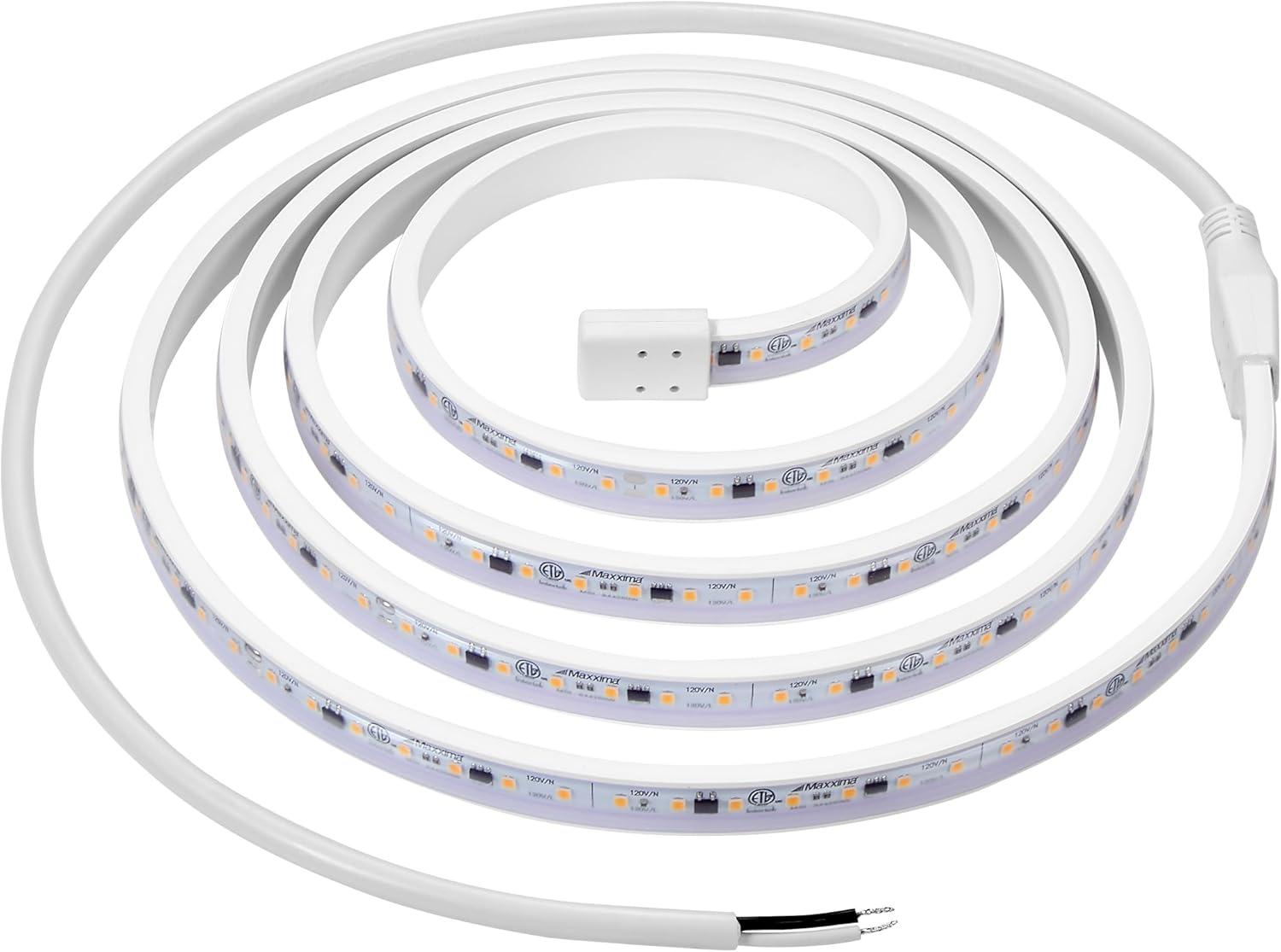 Maxxima 84 in. LED Under Cabinet Strip Light, Hardwired, 3220 Lumens, 3000K Warm White, 120V White Cove Light