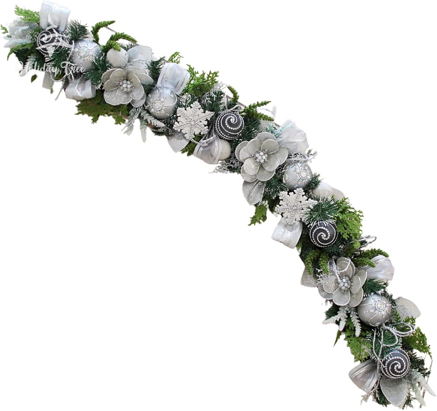Capiz Silver White Christmas 60'' in. Faux Poinsettia Garland
