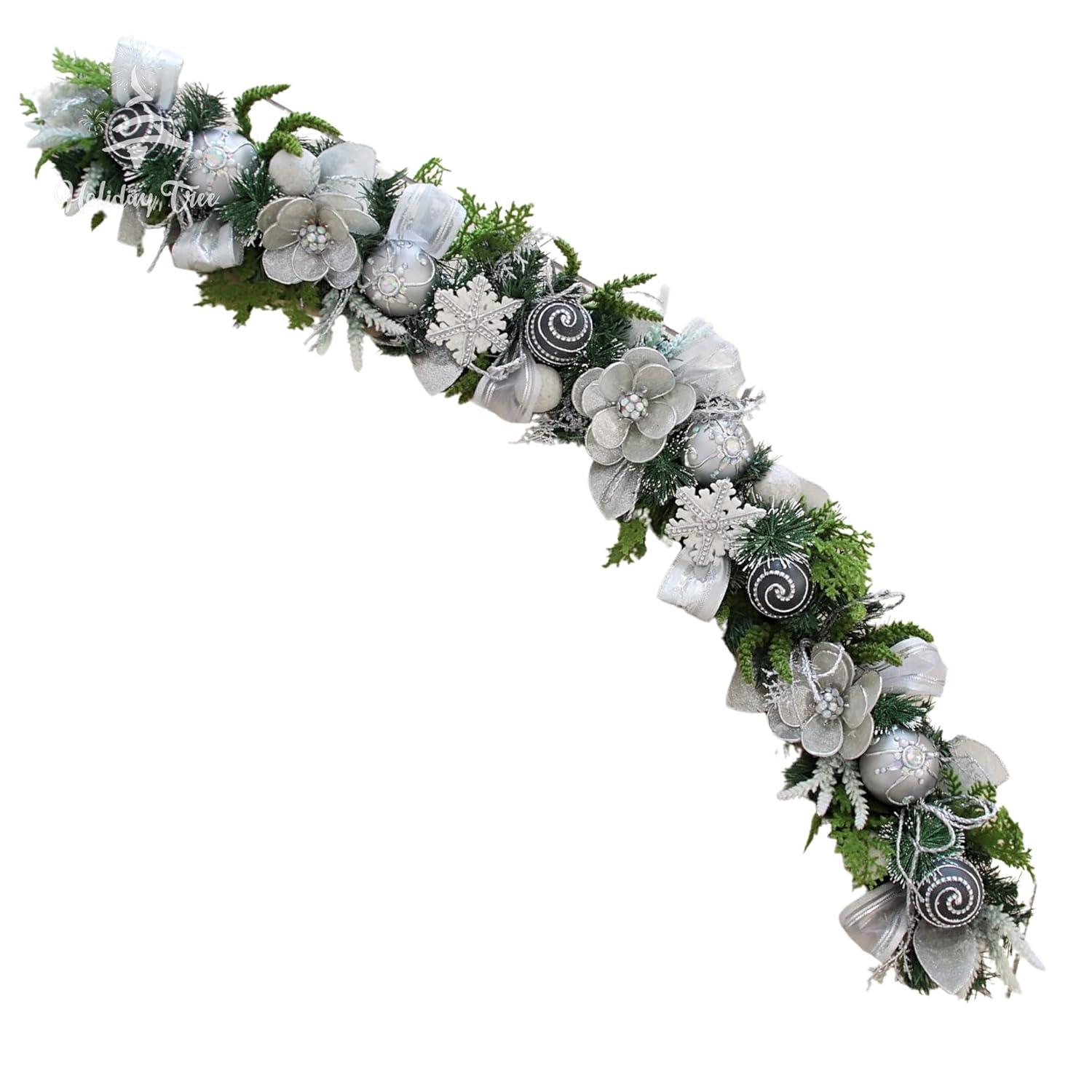 Capiz Silver White Christmas 60'' in. Faux Poinsettia Garland