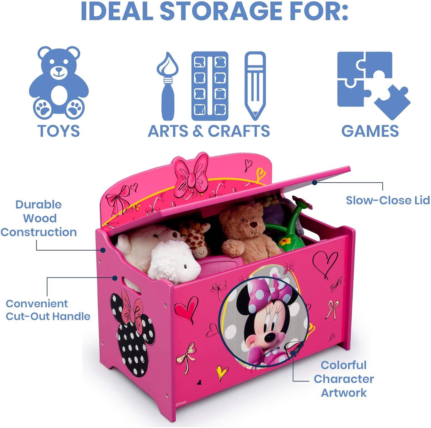 Disney Minnie Mouse Deluxe Wood Toy Box by Delta Children, Greenguard Gold Certified