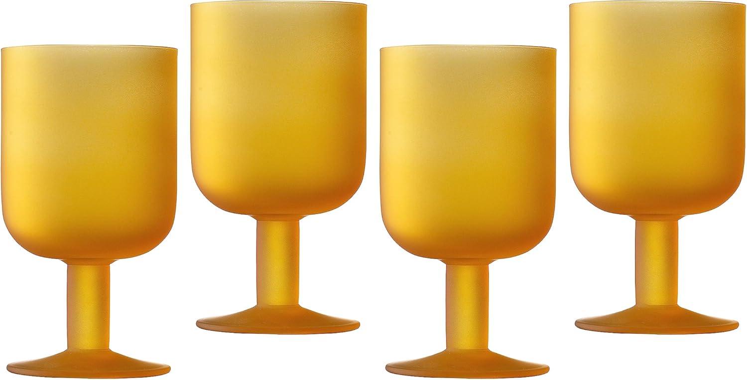 Amber Frosted Glass Goblets Set of 4, 8.2 oz